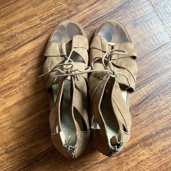 Eileen Fisher lace up wedge sandals size 9 - Picture 8 of 10